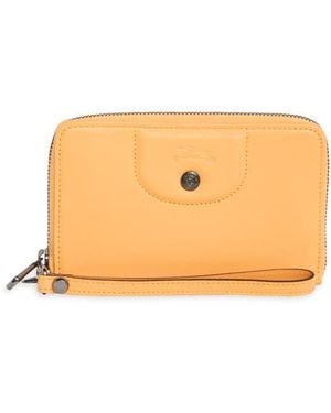Longchamp Le Pilage Cuir Zip Wristlet Wallet - Orange