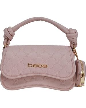 Bebe Romina Embossed Satchel With Zip Pouch - Pink
