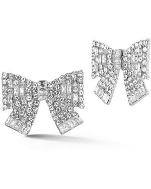 Sphera Milano Pavé Bow Stud Earrings - White