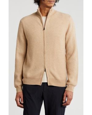 Amicale Rib Cashmere Zip Jacket - Natural