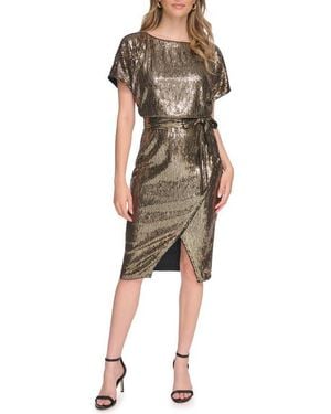 Kensie Metallic Sequin Dress - Natural