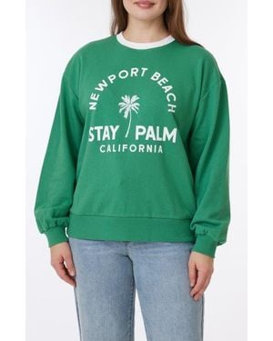 C&C California Millie Beach Terry Ringer Crewneck Sweatshirt - Green