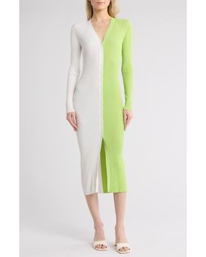 STAUD Shoko Colorblock Sweater Dress - Green