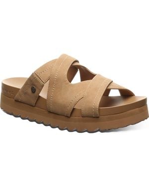 BEARPAW Crux Faux Leather Slide Sandal - Brown