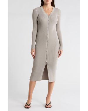 1.STATE Rib Knit Cardigan Midi Dress - Pink