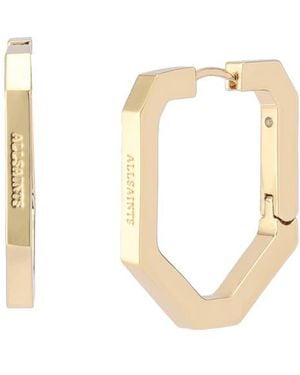 AllSaints Logo Large Octagonal Hoop Earrings - White