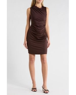 AREA STARS Drape Jersey Cocktail Dress - Brown