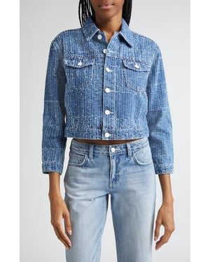 L'Agence Koda Crop Denim Jacket - Blue