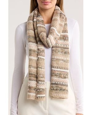 Ted Baker Fair Isle Knit Scarf - Natural