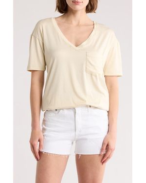 Go Couture V-Neck Pocket T-Shirt - Natural