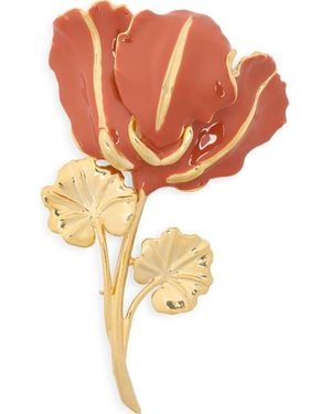 Kenneth Jay Lane Enamel Flower Pin - Orange