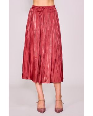 MELLODAY Metallic Release Pleat Skirt - Red