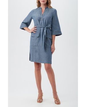 Trina Turk Kahiki Belted Chambray Dress - Blue