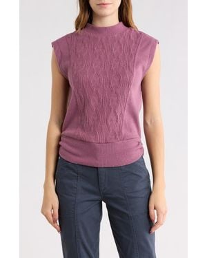 Democracy Cable Stitch Sleeveless Sweater - Purple