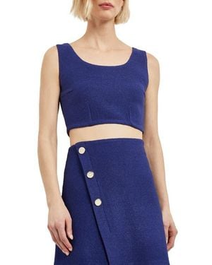 Misook Sleeveless Bouclé Crop Top - Blue