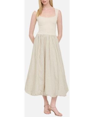 Blu Pepper Sleeveless Mixed Media Midi Dress - Natural