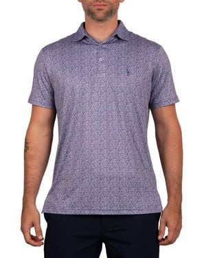 Tailorbyrd Performance Ditzy Print Polo - Purple
