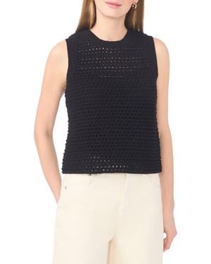 1.STATE Open Stitch Cotton Blend Sweater Tank - Blue
