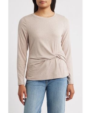 Wit & Wisdom Twist Front T-Shirt - Gray