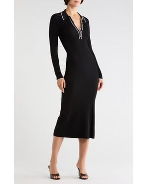 L'Agence Yaretzi Collared Long Sleeve Dress - Black