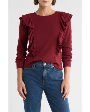 Melrose and Market Ruffle Shoulder Knit Top - Red
