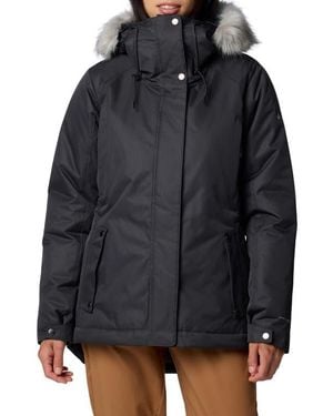 Columbia Suttle Mountain Iii Water Repellent Insulated Jacket With Faux Fur Trim - Black