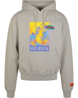 Heron Preston Heron Graphic Cotton Hoodie Pullover - Gray