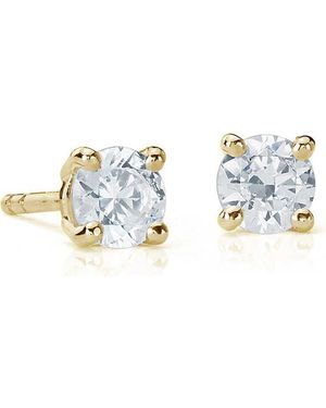 Suzy Levian Round Diamond Stud Earrings - Yellow