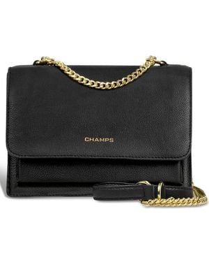 CHAMPS Leather Shoulder Bag - Black