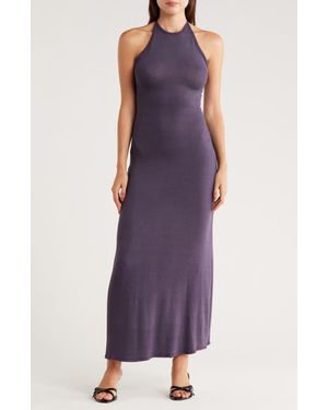 Go Couture Fitted Maxi Halter Dress - Purple