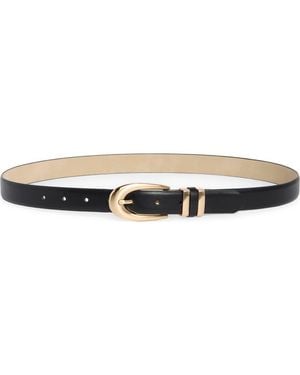 Nine West Oval Buckle & Double Keeper Belt - Black