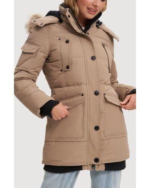 Noize Astrid Heavyweight Faux Fur Trim Jacket - Natural