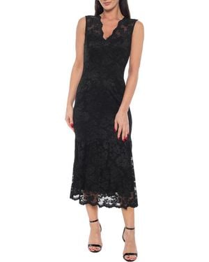 Marina Scallop Lace Sleeveless Midi Dress - Black