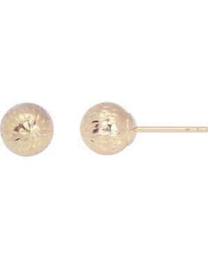 CANDELA JEWELRY 14K Diamond Cut Etched Ball Stud Earrings - Metallic