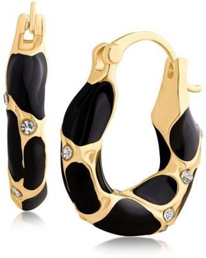 Jardin Enamel Cheetah Hoop Earrings - Black