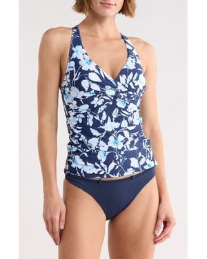 Jantzen Louise Wrap Tankini Bikini Top - Blue