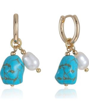 Ettika Reconstituted & Imitation Pearl Huggie Hoop Earrings - Blue