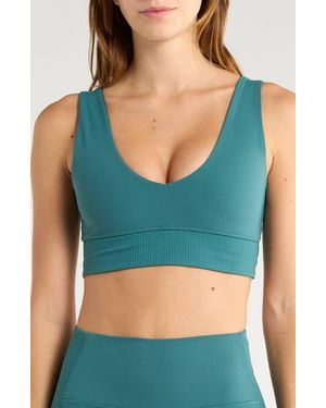 X By Gottex Rib Insert Activewear Bra - Blue