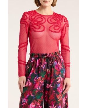Ulla Johnson Carys Sheer Top - Red