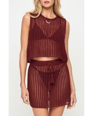 LSPACE Sander Open Stitch Cover-Up Tank - Red