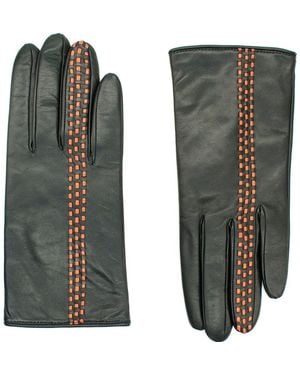 Portolano Contrast Stitch Leather Gloves - Green