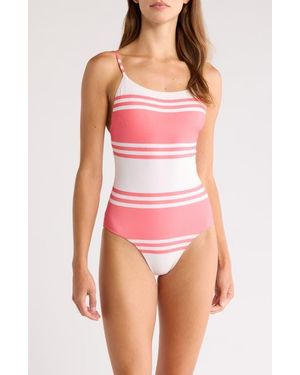 lemlem Elene Stripe Rib One-Piece Swimsuit - Red