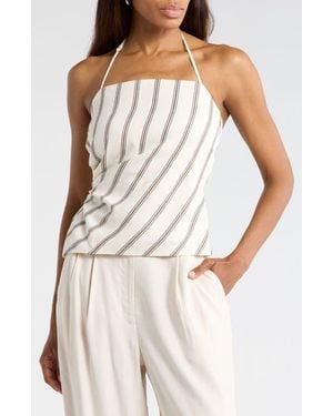 A.L.C. Stripe Linen Blend Halter Top - White