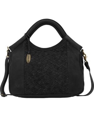 Børn Woven Leather Satchel Bag - Black