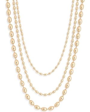 Leith Triple Row Bead Chain Necklace - Metallic
