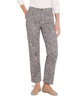 NIC+ZOE Recess Leopard Print Straight Leg Ankle Jeans - Gray