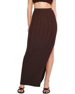 GOOD AMERICAN Rib Knit Maxi Skirt - Brown