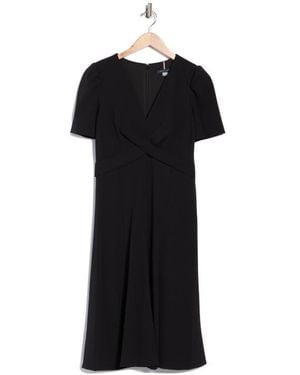 Tommy Hilfiger Crossover Scuba Fit And Flare Midi Dress - Black