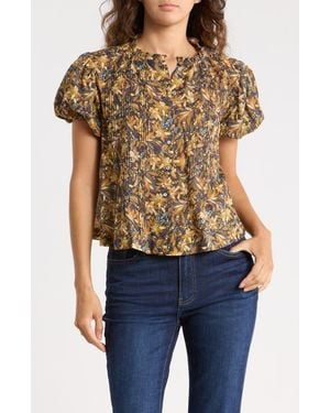 Joie Floral Puff Sleeve Shirt - Brown