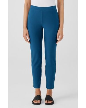 Eileen Fisher Slim Ankle Stretch Crepe Pants - Blue